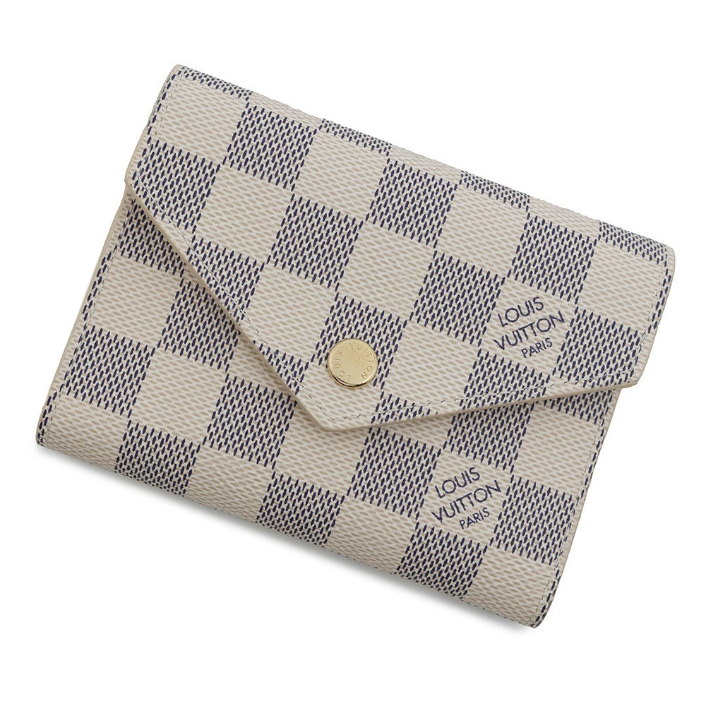 Louis Vuitton Damier Azur White Portefeuille Victorine Wallet Tri fold